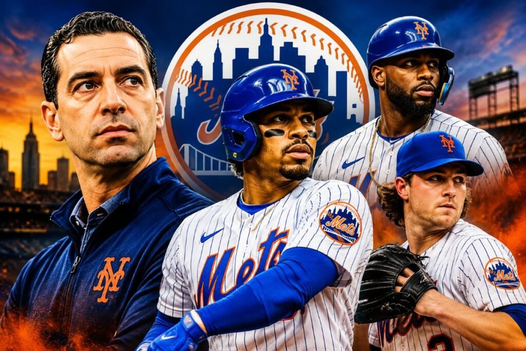 Mets Trade Rumors Heat Up: What David Stearns’ Massive Deadline Sell-Off Means for Francisco Lindor Mets trade rumors graphic featuring New York Mets players and team imagery.