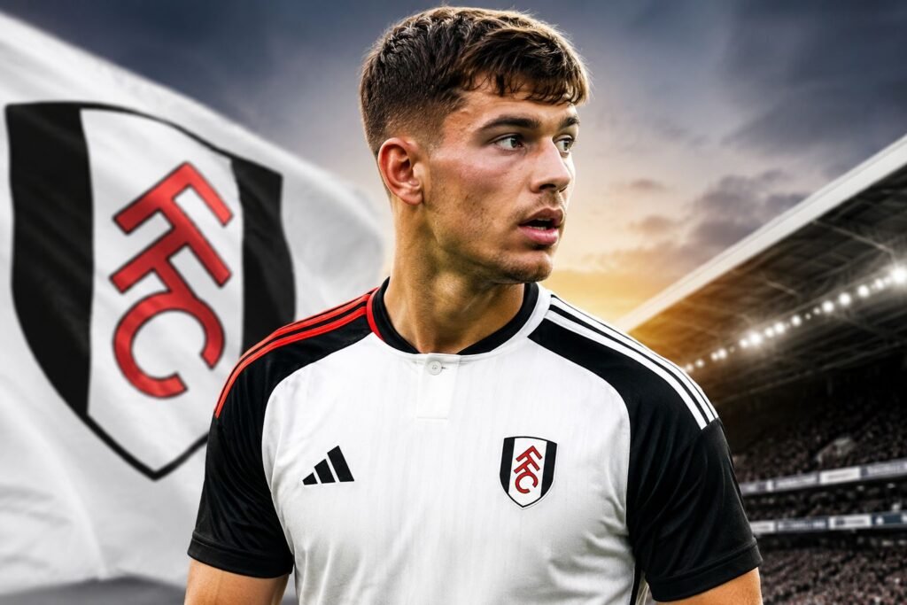 Shea Charles Completes Record £30 Million Move From Southampton To Fulham Shea Charles smiling in Fulham kit after signing £30 million transfer at Craven Cottage.