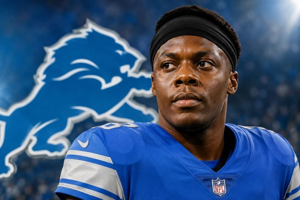 Teddy Bridgewater in a Detroit Lions jersey during NFL training camp