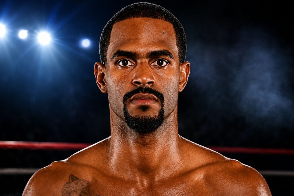 Terrel Williams boxer portrait in a boxing ring.